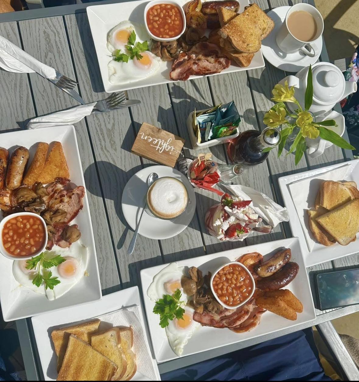 Full breakfast spread at The Courtyard Cafe
